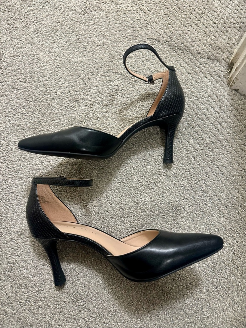Kelly & Katie Black Pointed Ankle-Strap Pumps - Picture 4 of 7